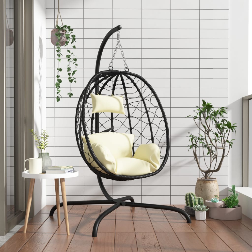 Fauteuil Suspendu Œuf Crème avec Coussin – Design Cocon Confort
