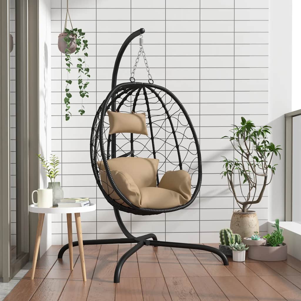 Fauteuil Suspendu Œuf Taupe avec Coussin – Design Cocon Confort