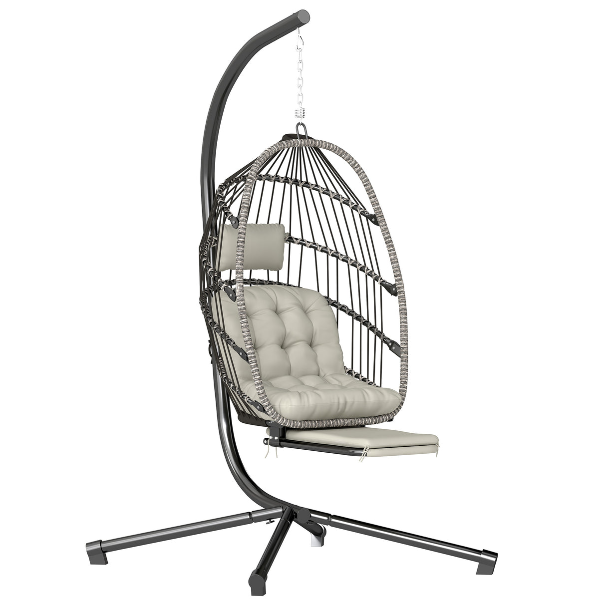 Fauteuil Suspendu Œuf avec Repose-Pieds Rétractable – Chaise Suspendue Confort