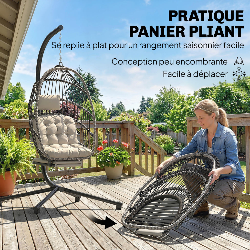 Fauteuil Suspendu Œuf avec Repose-Pieds Rétractable – Chaise Suspendue Confort