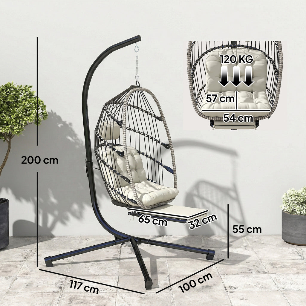 Fauteuil Suspendu Œuf avec Repose-Pieds Rétractable – Chaise Suspendue Confort