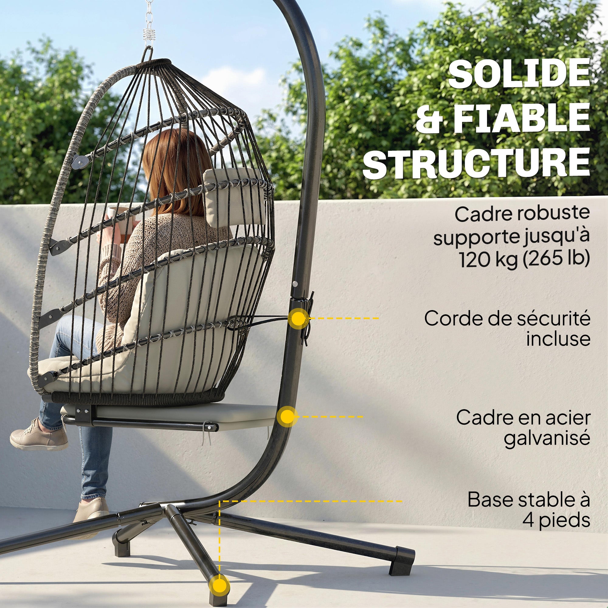 Fauteuil Suspendu Œuf avec Repose-Pieds Rétractable – Chaise Suspendue Confort